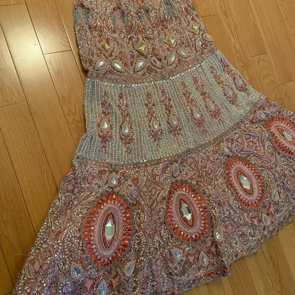 Coralish pink bridal lengha - Picture 2 of 9